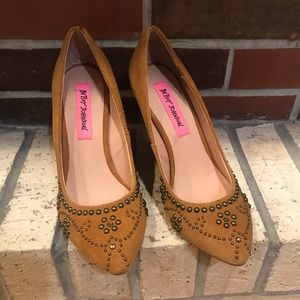 BETSEY JOHNSON Boho Wedge Leather Suede Shoes Sz 7